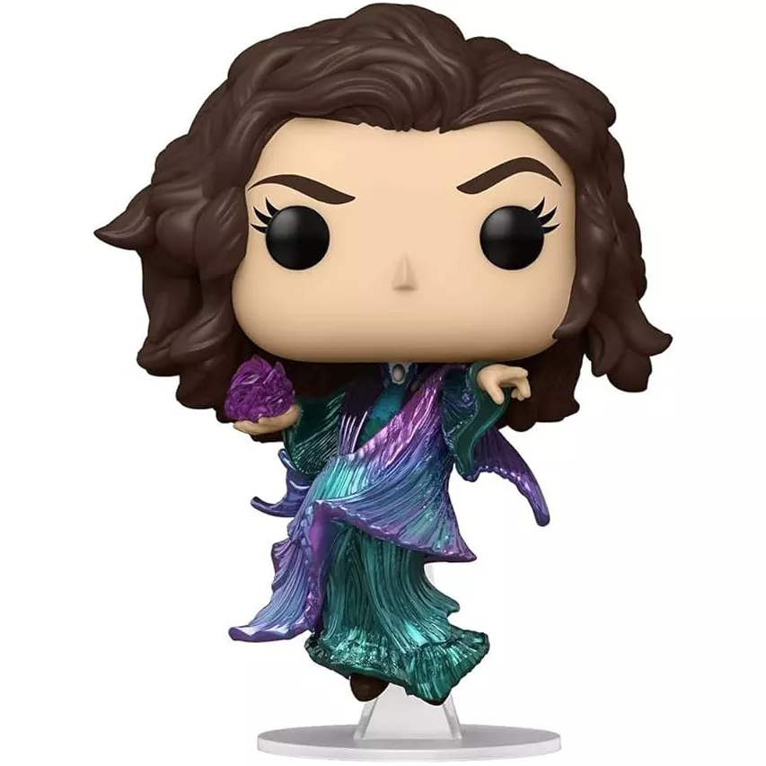 Figurine Funko Pop Agatha Harkness (n°826), robe métallique violette et sarcelle, énergie magique violette en main