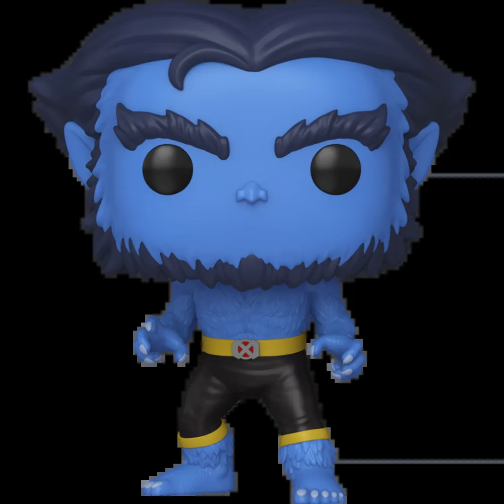 Figurine Funko Pop Beast (n°1646), fourrure bleue, ceinture X jaune, torse nu