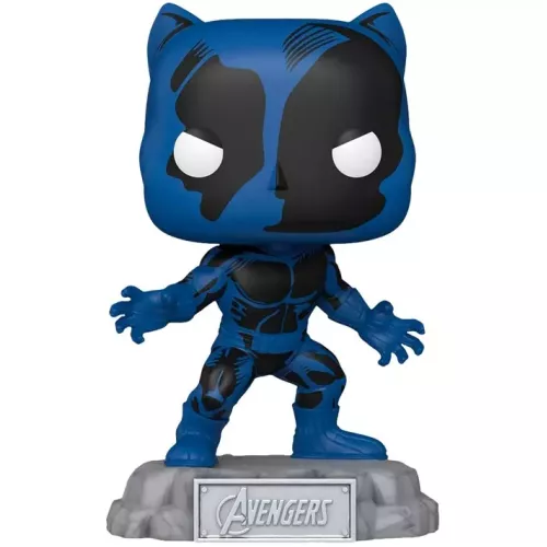 Figurine Funko Pop Black Panther (n°1244), déco stylisée bleu et noir, socle "Avengers"