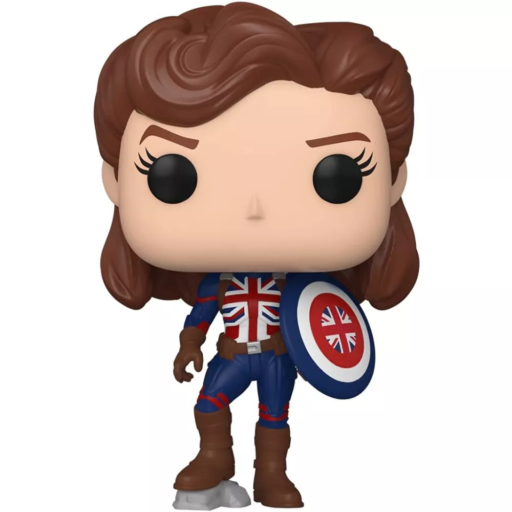 Figurine Funko Pop Captain Carter (n°870), costume Union Jack bleu et rouge, bouclier Union Jack