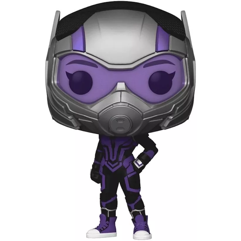 Figurine Funko Pop Cassie Lang (n°1167), casque gris et violet, combinaison Stature noire et violette