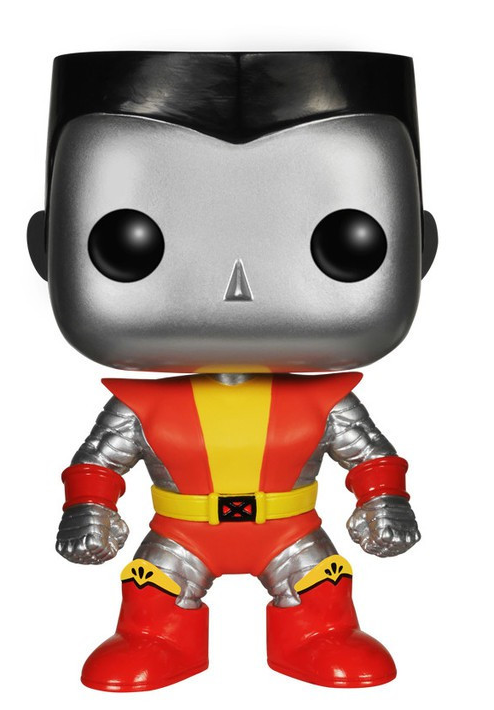 Figurine Funko Pop Colossus (n°60), peau métallique argentée, costume rouge et jaune