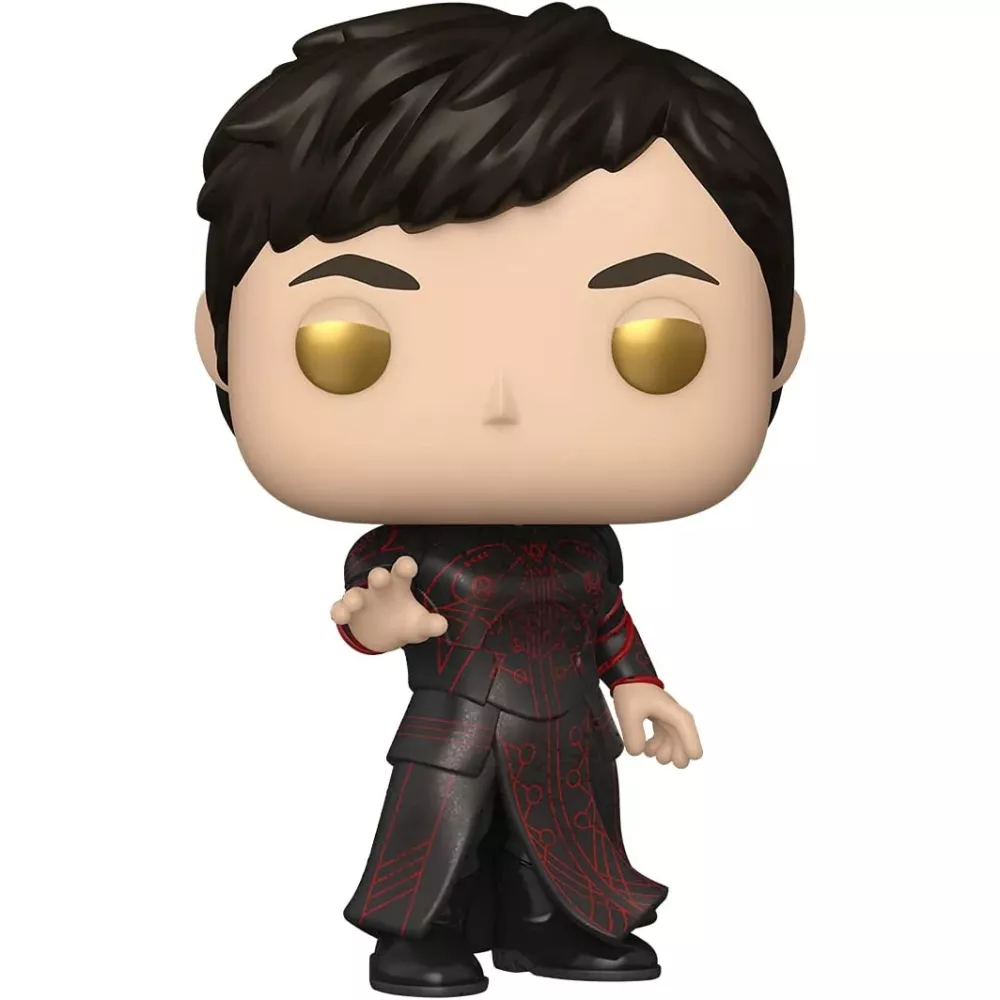 Figurine Funko Pop Druig (n°733), cheveux bruns, tenue noire et rouge à motifs, yeux dorés