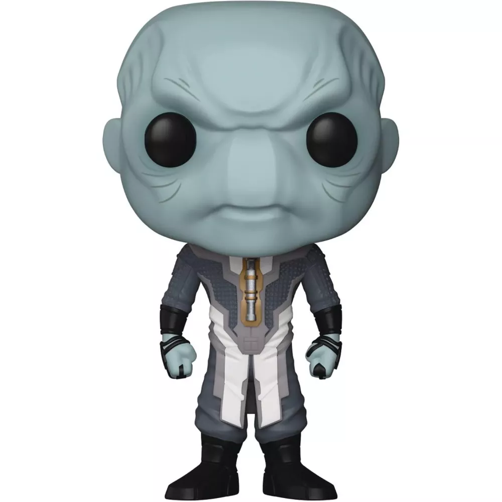 Figurine Funko Pop Ebony Maw (n°291), tête chauve grise bulbeuse, robe sombre à capuche