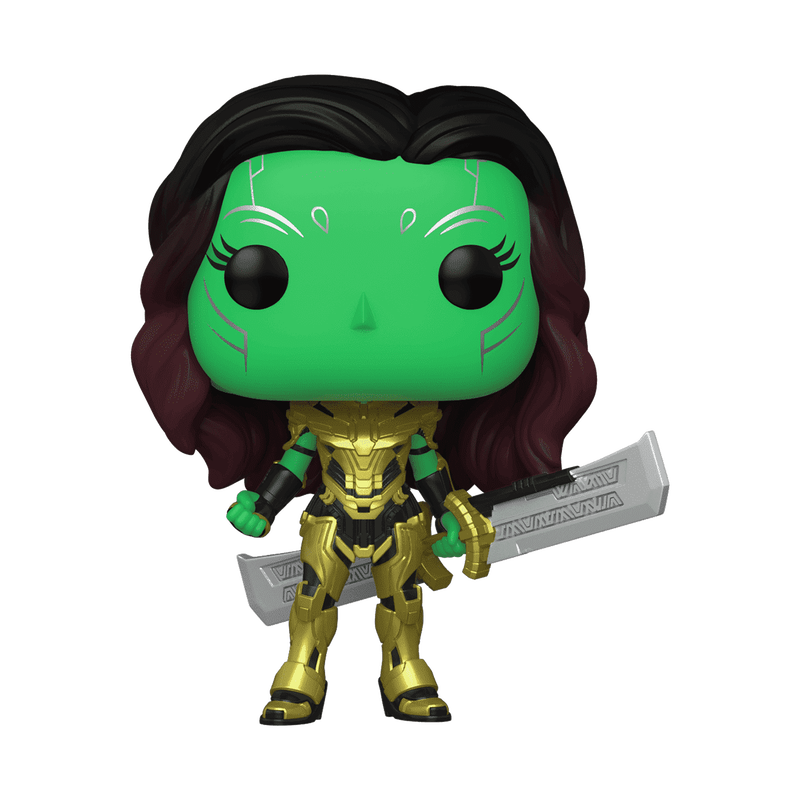 Figurine Funko Pop Gamora (n°970), armure dorée et épée de Thanos