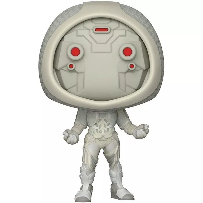 Figurine Funko Pop Ghost (n°342), combinaison quantique blanche et grise intégrale, casque fermé à lumières rouges