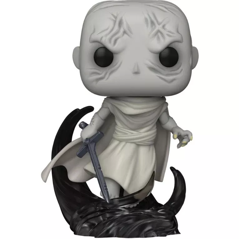 Figurine Funko Pop Gorr the God Butcher (n°1043), peau gris-blanc, visage fissuré, Nécrosabre noir en main