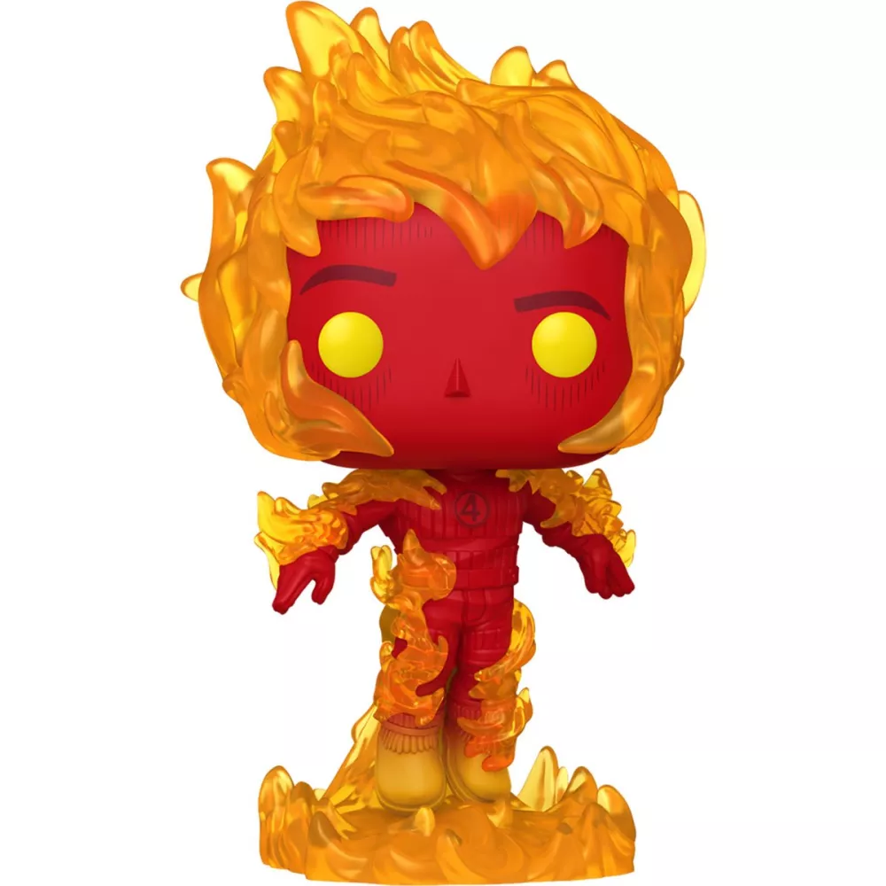 Figurine Funko Pop Human Torch (n°1517), silhouette entièrement en flammes translucides