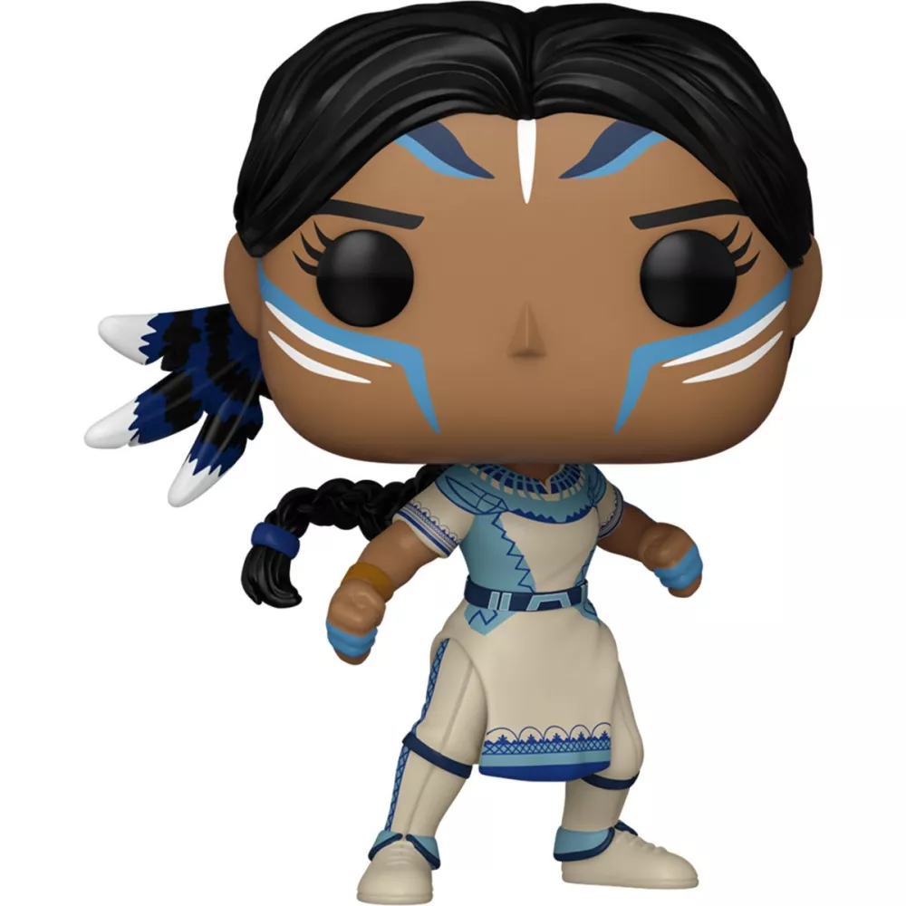 Figurine Funko Pop Kahhori (n°1466), tenue traditionnelle blanche et bleue, peinture de guerre, tresse ornée de plumes