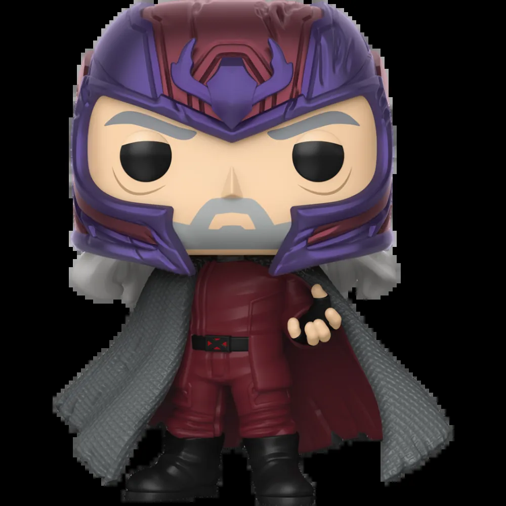Figurine Funko Pop Magneto (n°1640), casque violet et rouge, cape grise, barbe grise