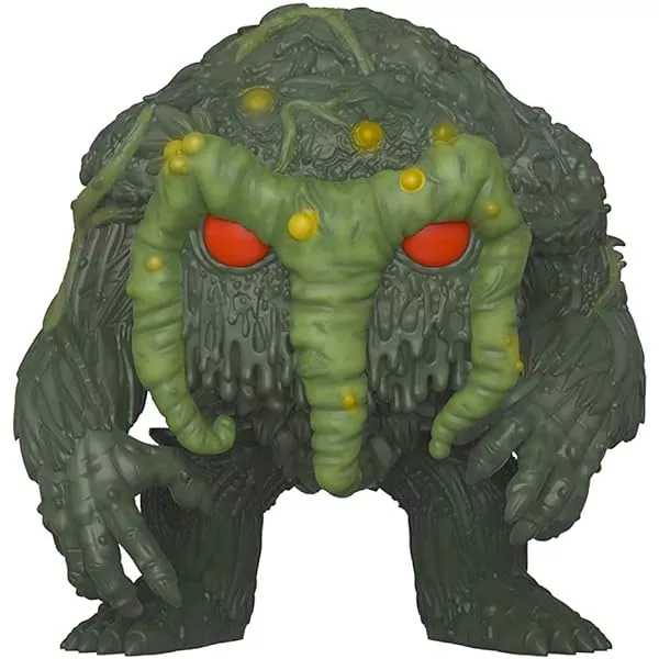 Figurine Funko Pop Man-Thing (n°492), corps végétal vert, yeux rouges, bulbes jaunes lumineux