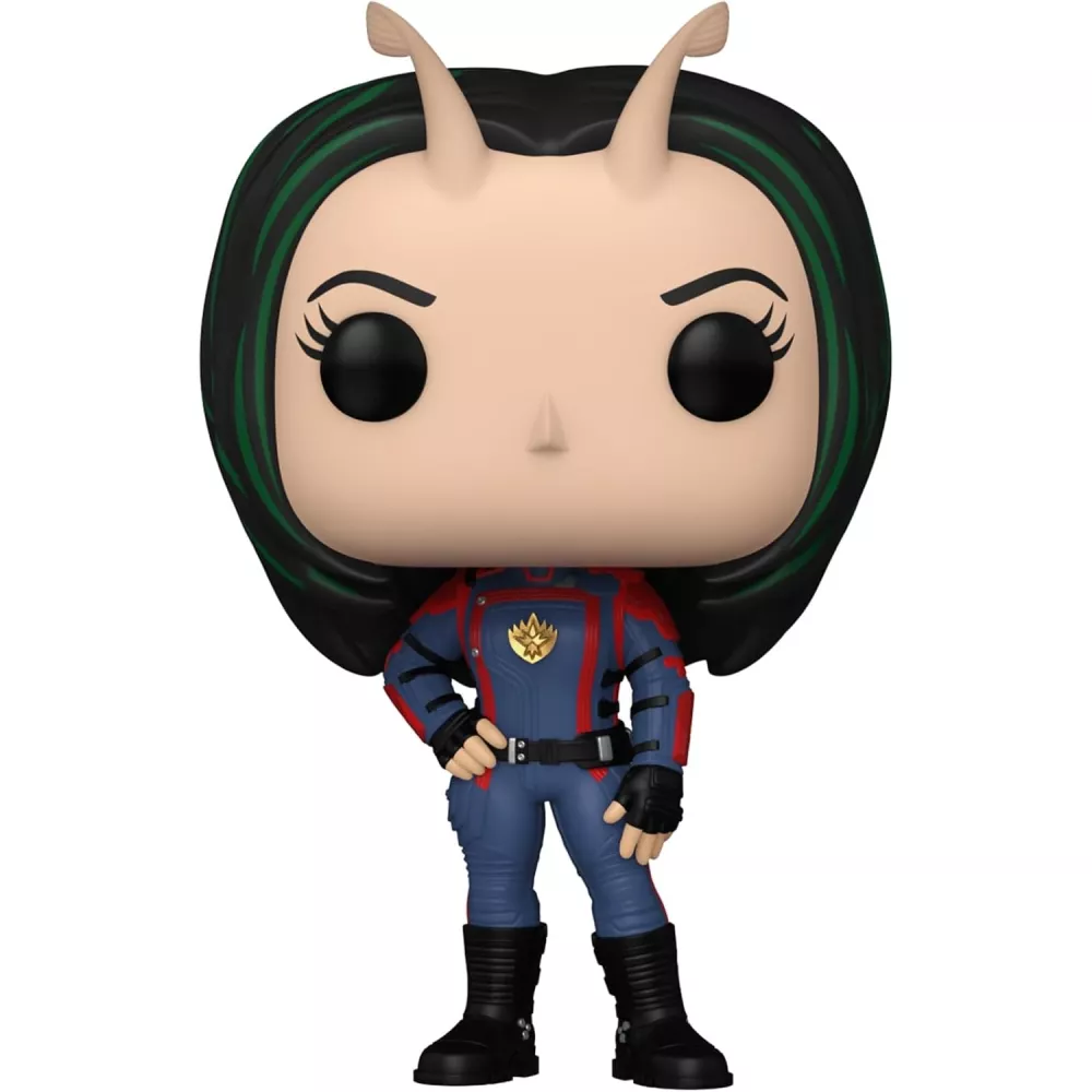 Figurine Funko Pop Mantis (n°1206), antennes sur la tête, cheveux noirs à mèches vertes, uniforme bleu et rouge des Gardiens