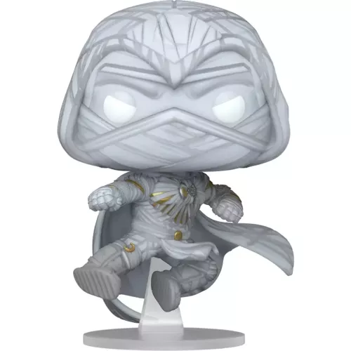 Figurine Funko Pop Moon Knight (n°1047), costume et cape blancs, capuche sculptée en crâne stylisé