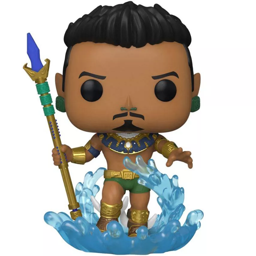 Figurine Funko Pop Namor (n°1094), tenue tribale verte et or, trident en main, éclaboussure d'eau à la base
