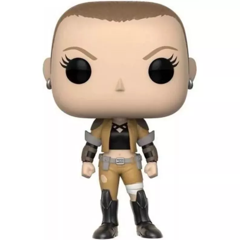 Figurine Funko Pop Negasonic Teenage Warhead (n°317), crâne rasé, tenue tactique beige et noire
