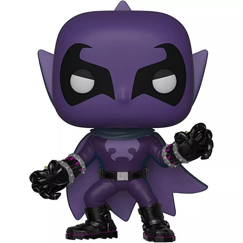 Figurine Funko Pop Prowler (n°407), costume violet à cape, masque à oreilles pointues, gants griffus