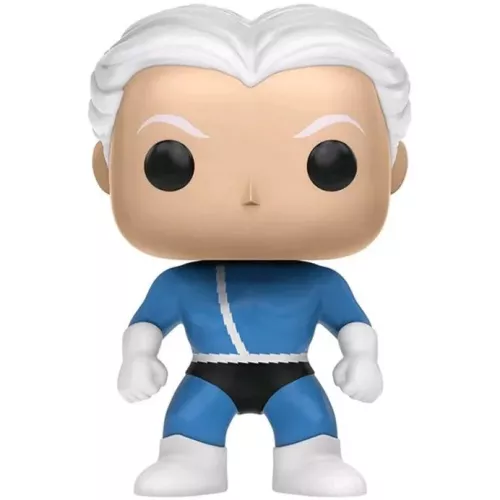 Figurine Funko Pop Quicksilver (n°179), cheveux blancs, combinaison bleue et blanche