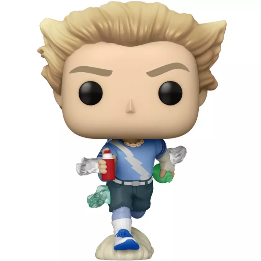 Figurine Funko Pop Ralph Bohner (n°827), tenue bleue à l'éclair, en pleine course, canette et chips en main