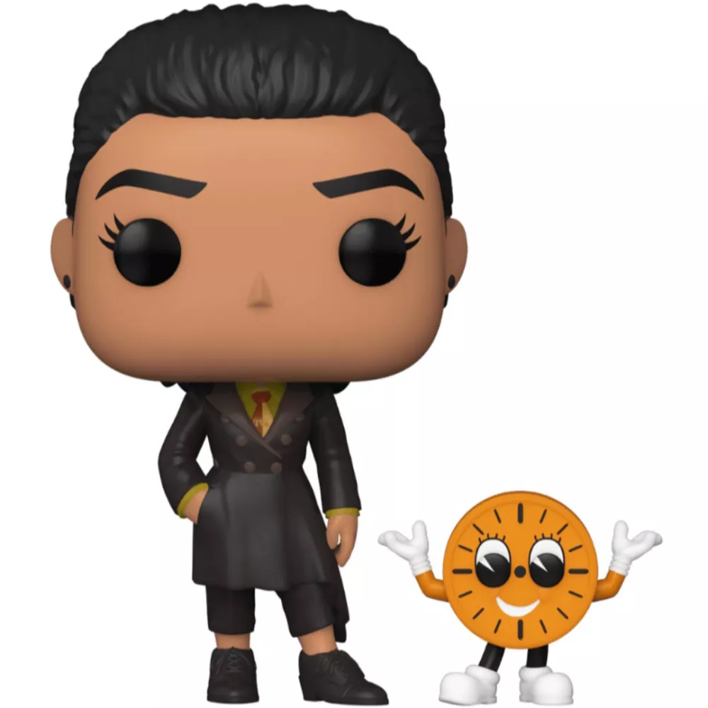 Figurine Funko Pop Ravonna Renslayer (n°899), tenue de juge TVA sombre, accompagnée de Miss Minutes