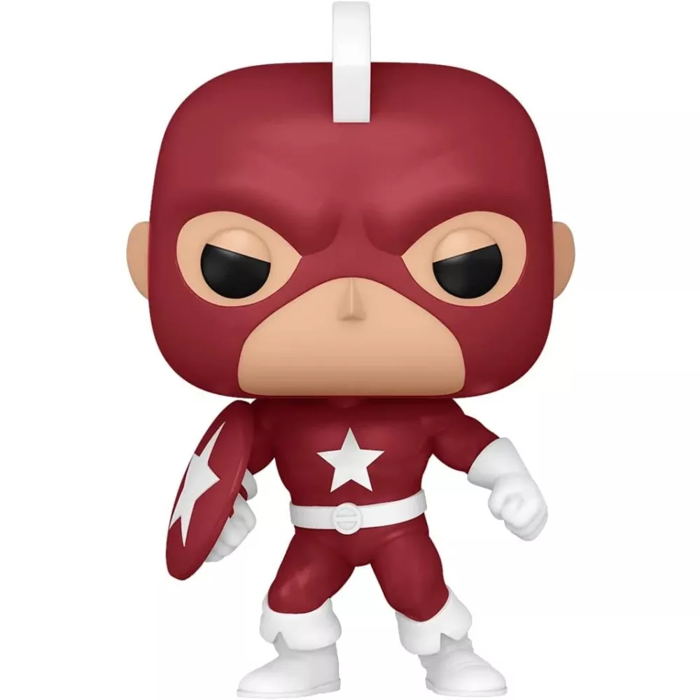 Figurine Funko Pop Red Guardian (n°810), costume rouge à étoile blanche, bouclier rouge et blanc en main
