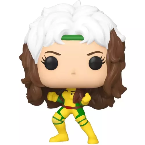 Figurine Funko Pop Rogue (n°423), mèche blanche caractéristique, costume jaune et vert, gants
