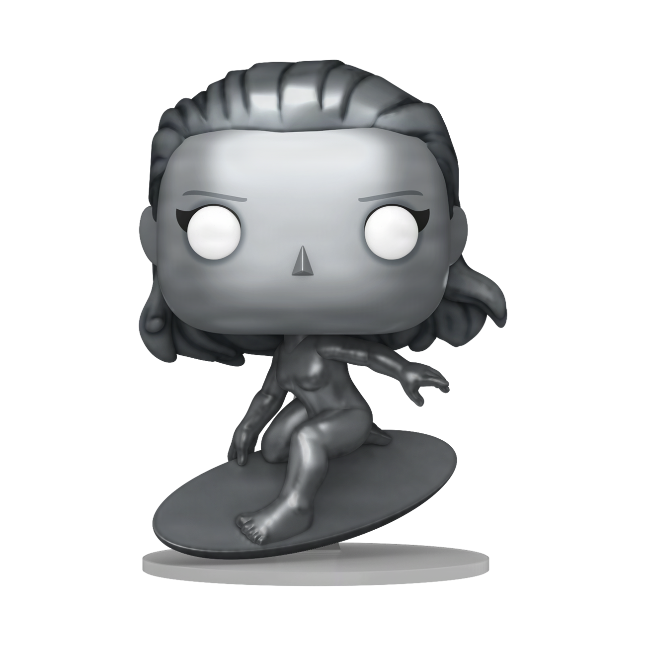 Figurine Funko Pop Silver Surfer (n°1518), corps argenté, planche cosmique
