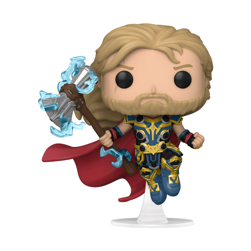 Figurine Funko Pop Thor (n°1040), Stormbreaker et cape rouge, en vol