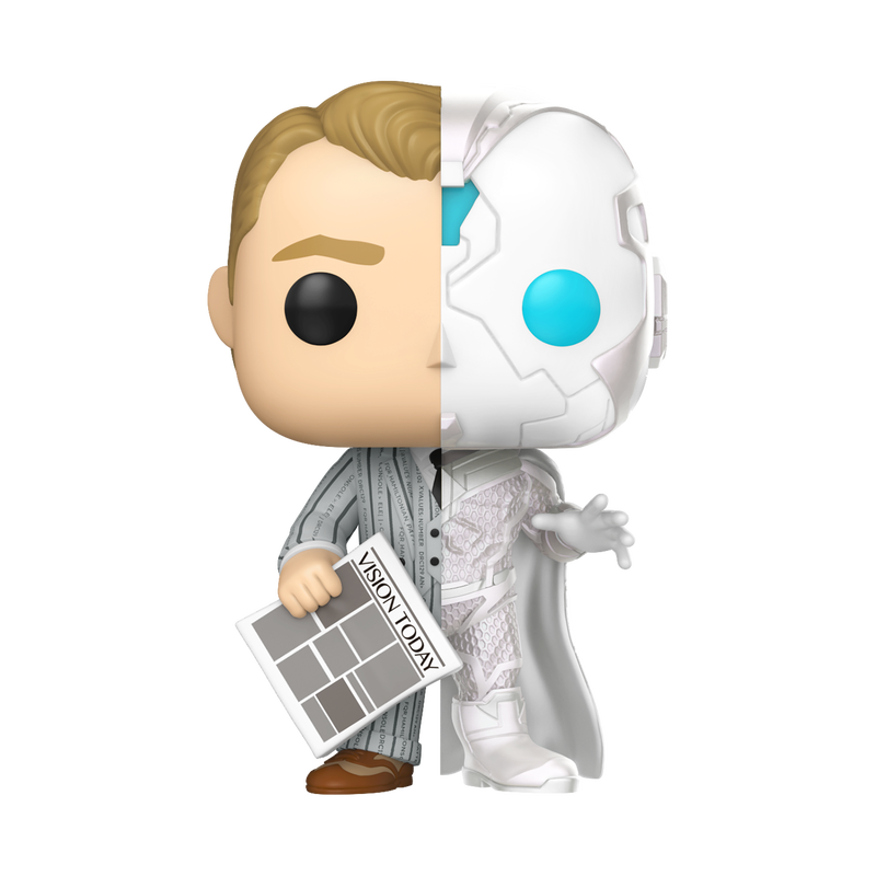 Figurine Funko Pop The Vision (n°1650), moitié déguisement humain moitié forme android