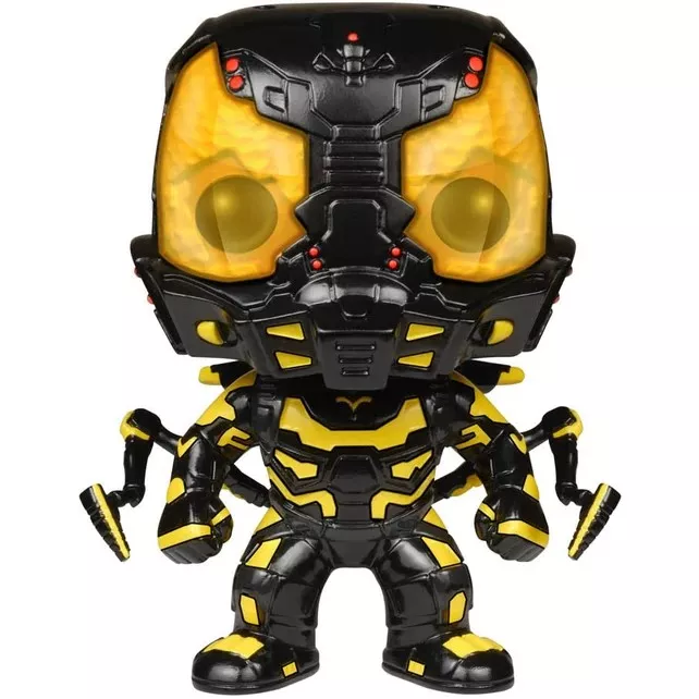 Figurine Funko Pop Yellowjacket (n°86), casque noir et jaune façon insecte, armure robotique