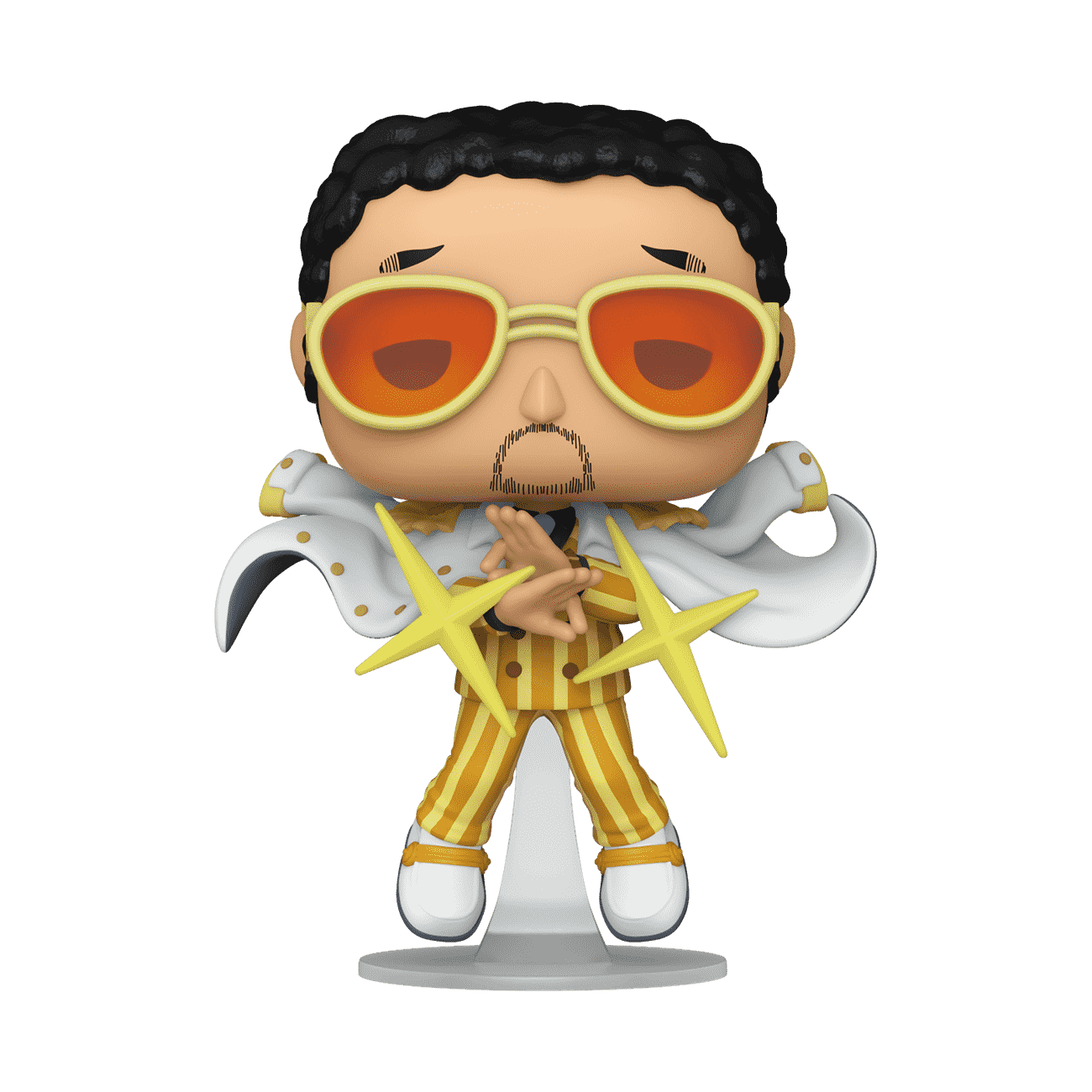 Figurine Funko Pop Borsalino (n°1786), lunettes orange, uniforme rayé jaune, éclats de lumière