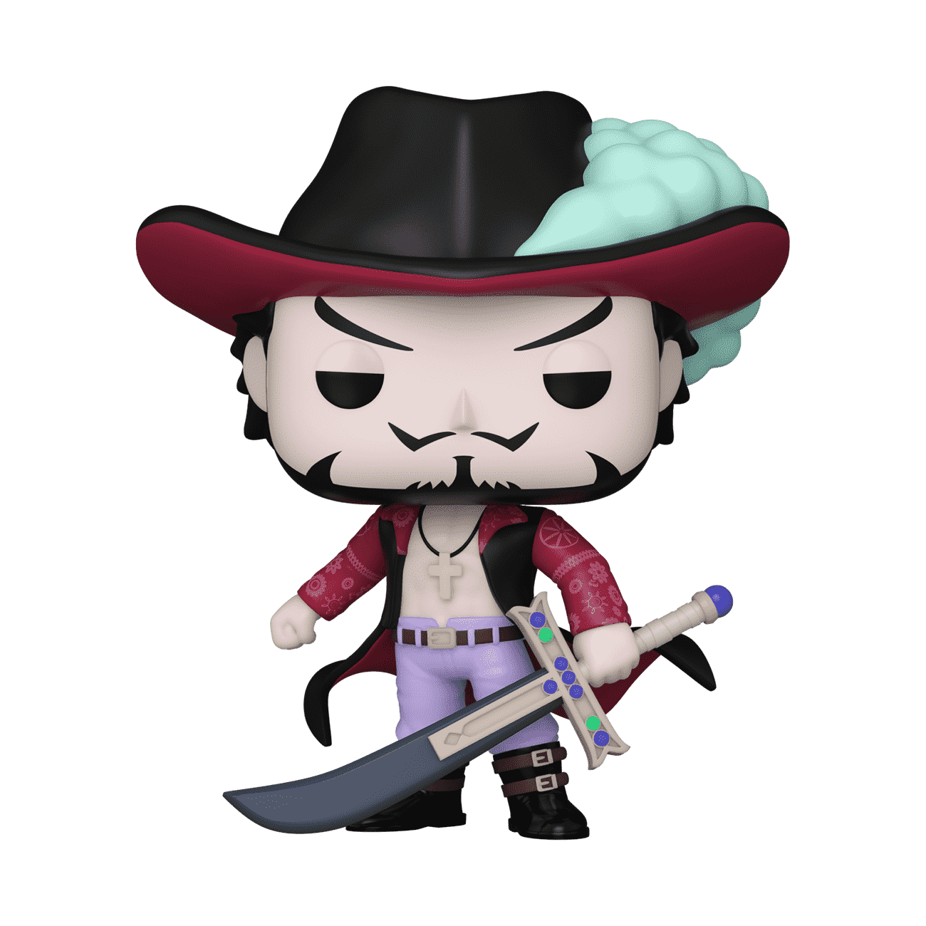 Figurine Funko Pop Dracule Mihawk (n°1521), chapeau noir, épée Yoru
