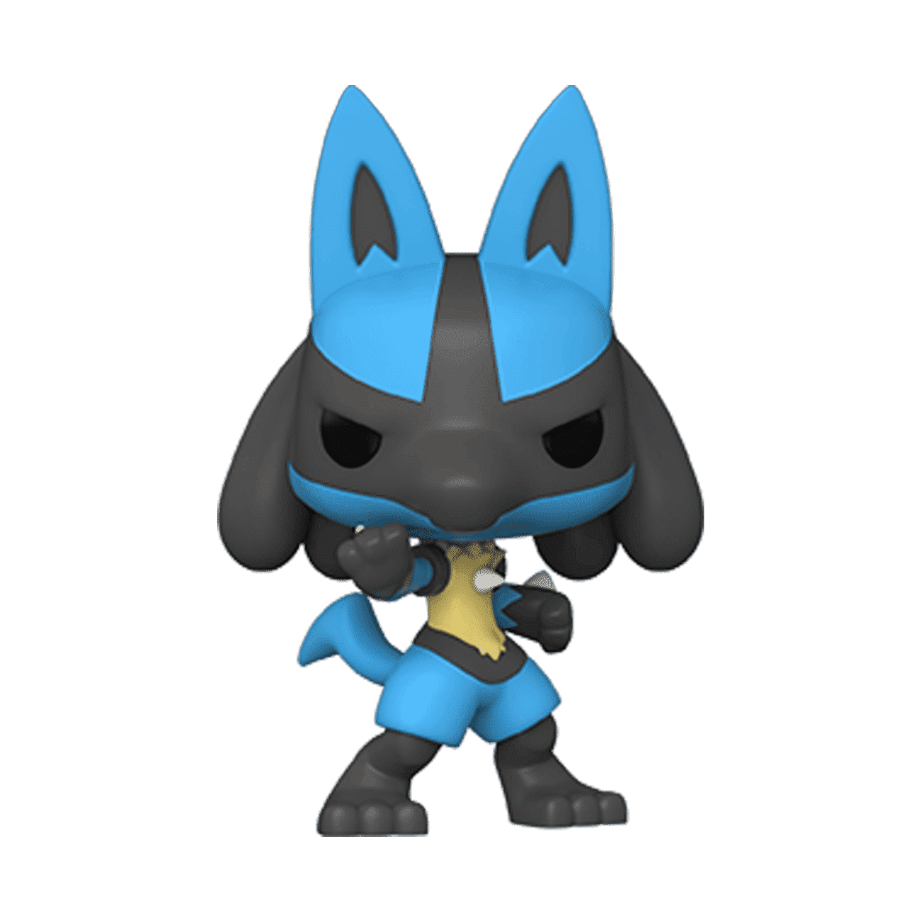 Figurine Funko Pop Lucario (n°856), pose de combat, oreilles dressées