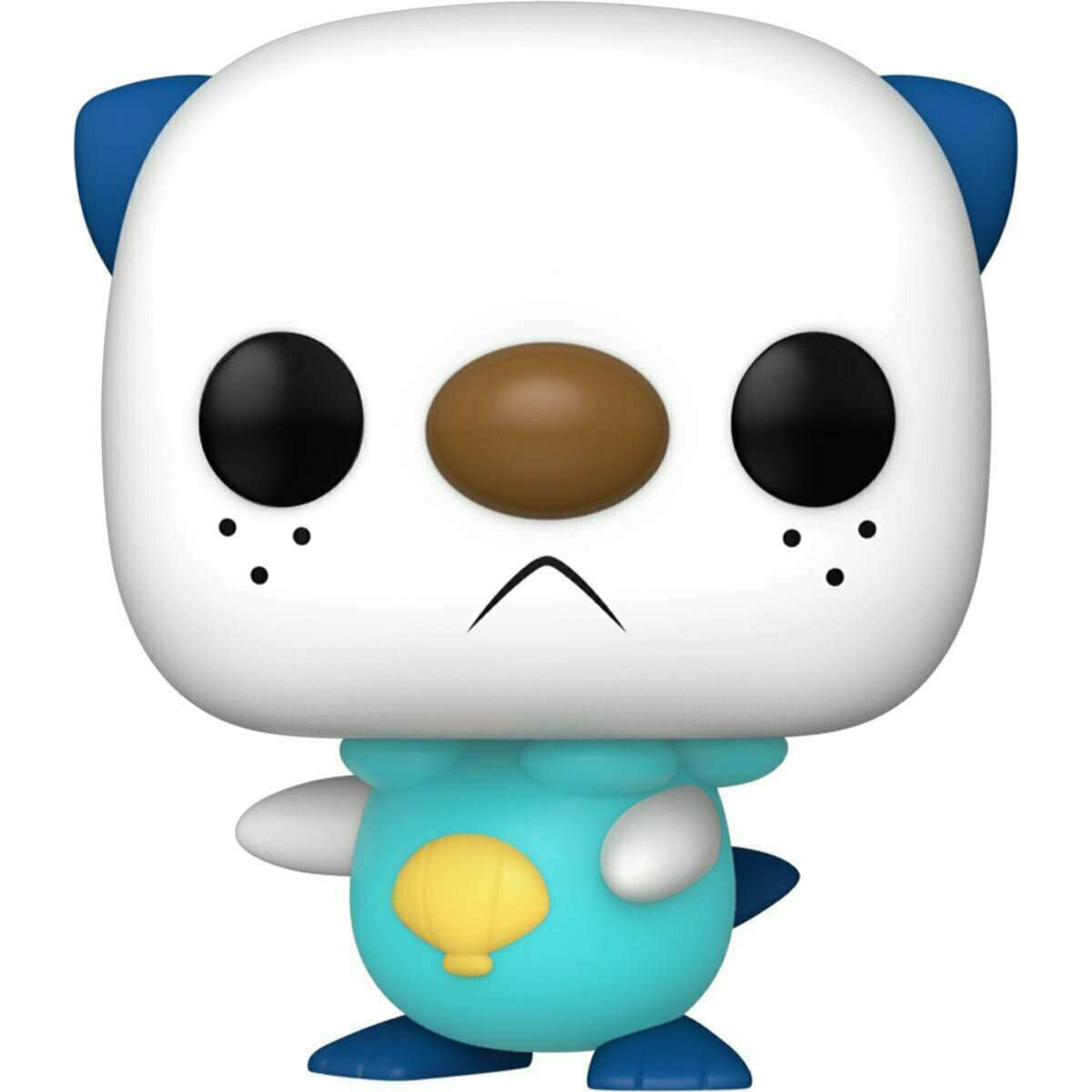 Figurine Funko Pop Moustillon (n°886), silhouette blanche et bleue, coquillage jaune sur le ventre